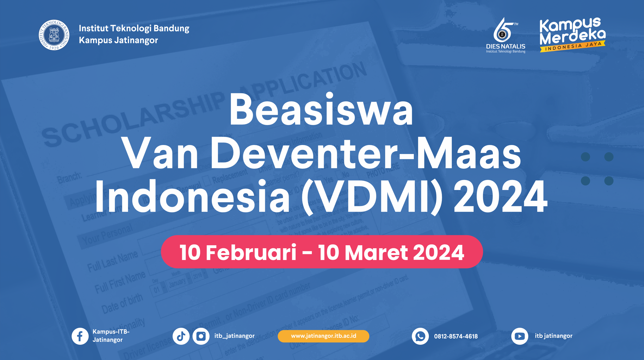 Beasiswa Van Deventer-Maas Indonesia (VDMI) Tahun 2024